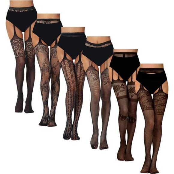 6 Fishnet Stockings Tights Suspender Sexy Pantyhose Lace Thigh High - Picture 1 of 7